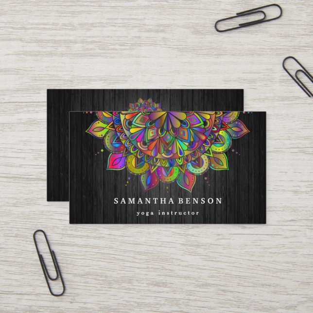 Elegant Gold Lotus Logo Yoga Meditation Wellness B Business Card (Front/Back In Situ)