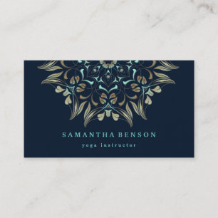 Elegant Gold Lotus Logo Yoga Meditation Wellness Business Card