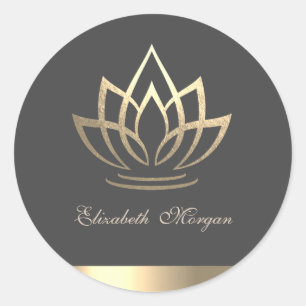 Elegant Gold Lotus, Yoga Classic Round Sticker