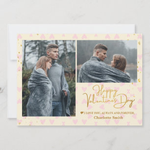 Elegant Gold Love valentine's day couple photo Holiday Card
