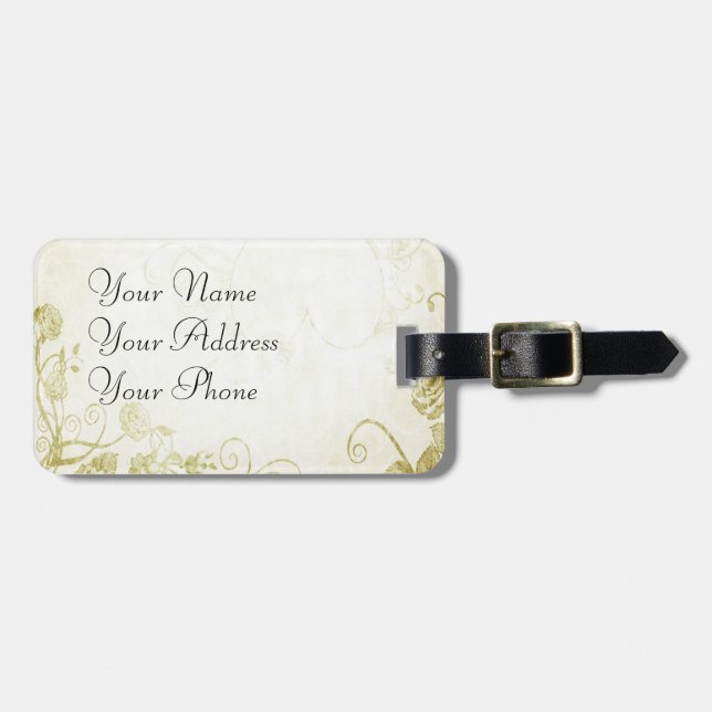Elegant Gold Luggage Tag (Front Horizontal)