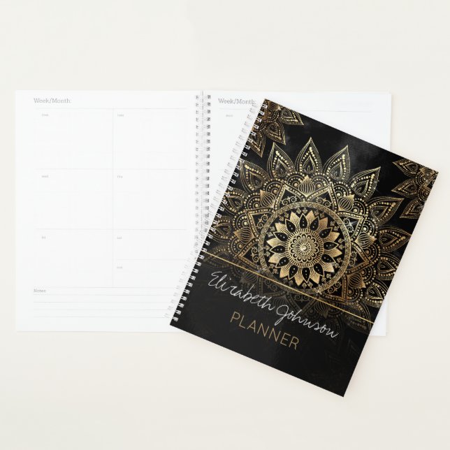 Elégant Gold Mandala Black Design (Devant avec enveloppe)