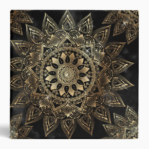 Elegant Gold Mandala Black Design Binder