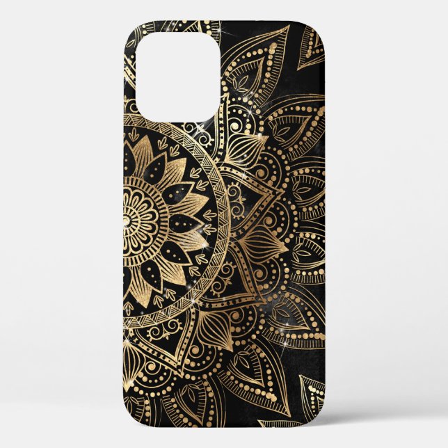 Elegant Gold Mandala Black Design Case-Mate iPhone Case (Back)