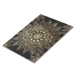 Elegant Gold Mandala Black Design Notepad