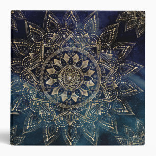 Elegant Gold Mandala Blue Galaxy Binder