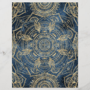 Elegant Gold Mandala Blue Whimsy Design Letterhead