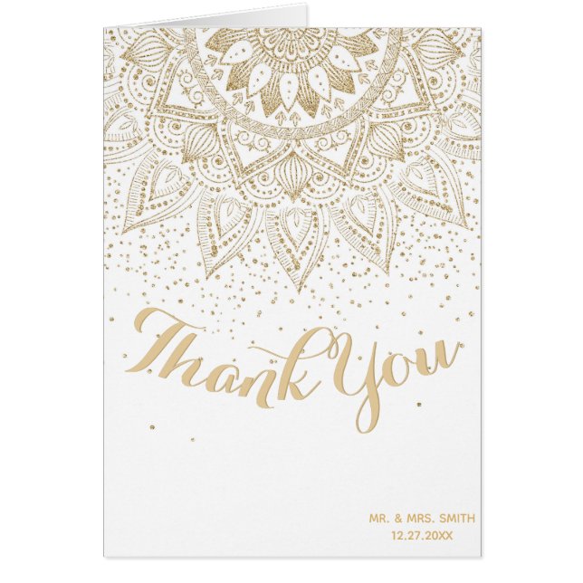 Elegant Gold Mandala Confetti Design (Front)