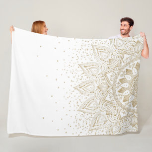Elegant Gold Mandala Confetti Design Fleece Blanket