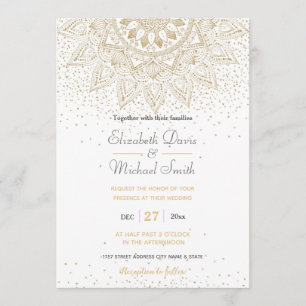 Elegant Gold Mandala Confetti Design Invitation