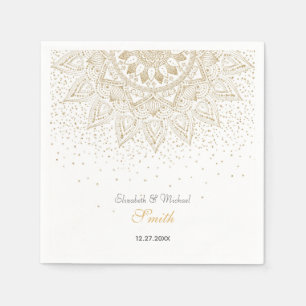 Elegant Gold Mandala Confetti Design Napkin