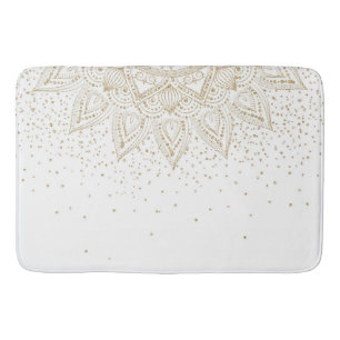 Elegant Gold Mandala Dots Design Bath Mat
