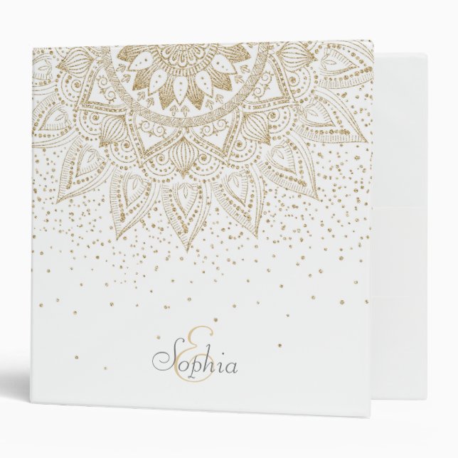Elegant Gold Mandala Dots Design Binder (Front/Inside)