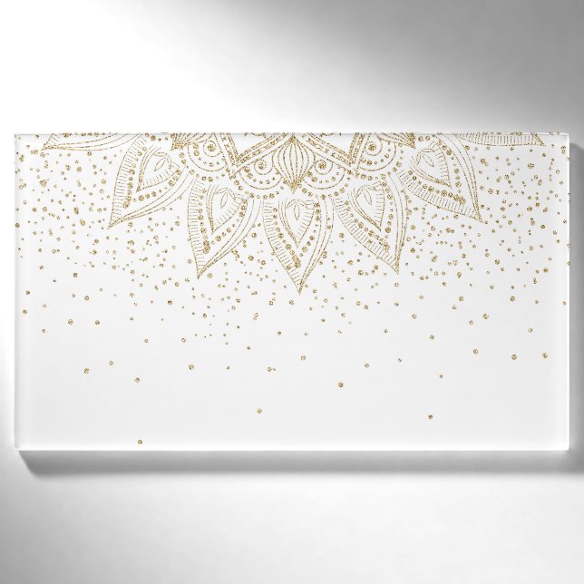 Elegant Gold Mandala Dots Design Name Tag (Front)