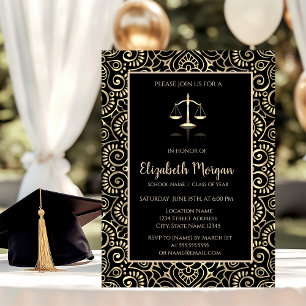 Elegant Gold Mandala Law School Graduation Party Invitation