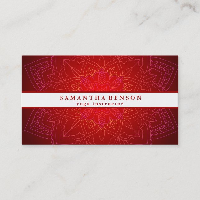 Elegant Gold Mandala Lotus Flower Logo Yoga Business Card (Front)