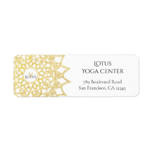 Elegant Gold Mandala Monogram Return Address