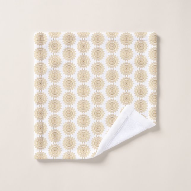 Elegant Gold Mandala Pattern on White Background  Wash Cloth (Wash Cloth)