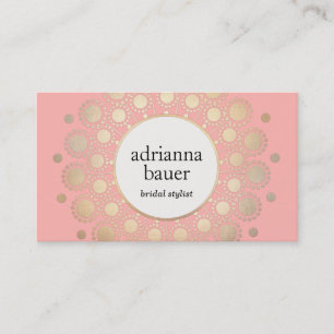 Elegant Gold Mandala Pink Beauty Salon Business Card