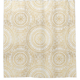 Elegant Gold Mandala Sunflower White Pattern