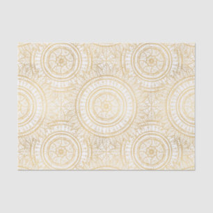 Elegant Gold Mandala Sunflower White Pattern Tissue Paper