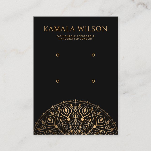 Elegant Gold Mandala Two Pair Earring Display Card (Front)