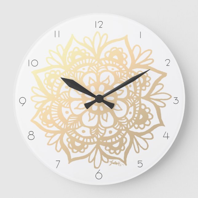 Elegant Gold Mandala Wall Clock (Front)