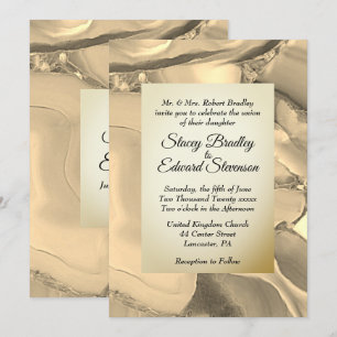 Elegant Gold Marble Agate Wedding Invitation
