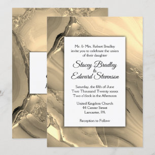 Elegant Gold Marble Agate Wedding Invitation
