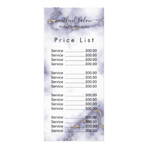 Elegant Gold Marble Hair Salon Price Rack Card