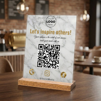 Elegant Gold Marble Modern Business QR Code Acrylic Sign