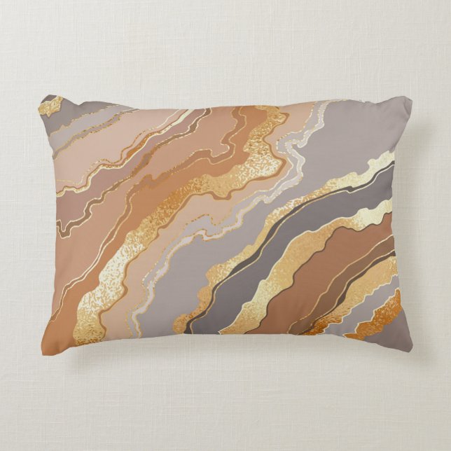 Elegant Gold Marble: Stylized Background. Accent Pillow (Front)