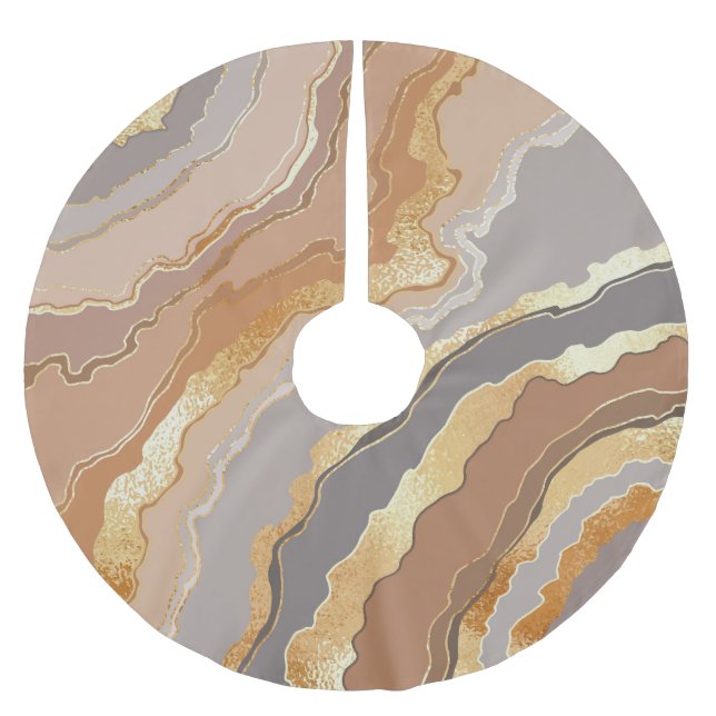 Elegant Gold Marble: Stylized Background. Brushed Polyester Tree Skirt (Front)
