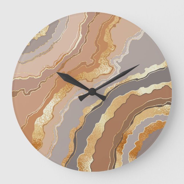 Elegant Gold Marble: Stylized Background. Large Clock (Front)