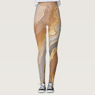 Elegant Gold Marble: Stylized Background. Leggings