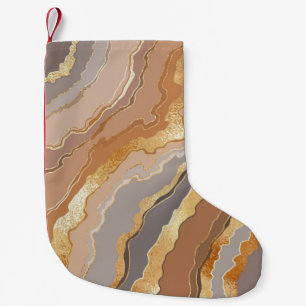 Elegant Gold Marble: Stylized Background. Small Christmas Stocking