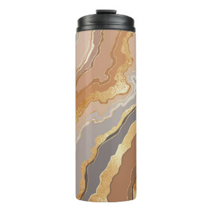 Elegant Gold Marble: Stylized Background. Thermal Tumbler