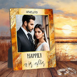 Elegant Gold Marble Wedding Photo Plaque<br><div class="desc">Wedding photo plaque featuring your custom photo on an artistic marble and gold design with a script text. An elegant keepsake of the most wonderful day.</div>
