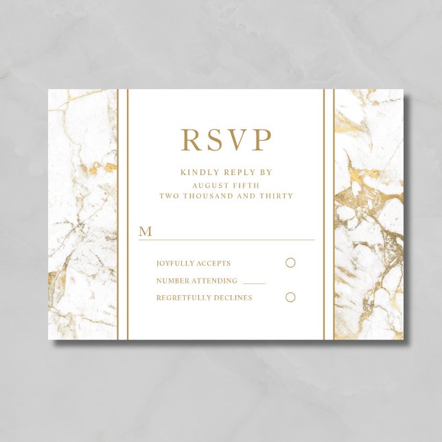 Elegant Gold Marble Wedding RSVP Card (Elegant Gold Marble Wedding RSVP Card)