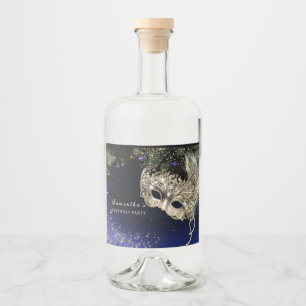 Elegant Gold Masquerade Party Bottle Label