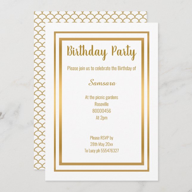 ELEGANT GOLD MERMAID INSPIRED ALL OCCASION  INVITATION (Front/Back)