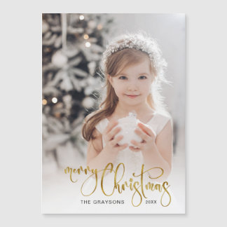 Elegant Gold Merry Christmas Calligraphy Photo