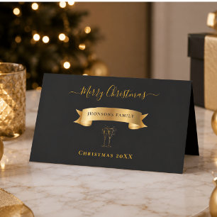 Elegant Gold Merry Christmas Personalized Place Card