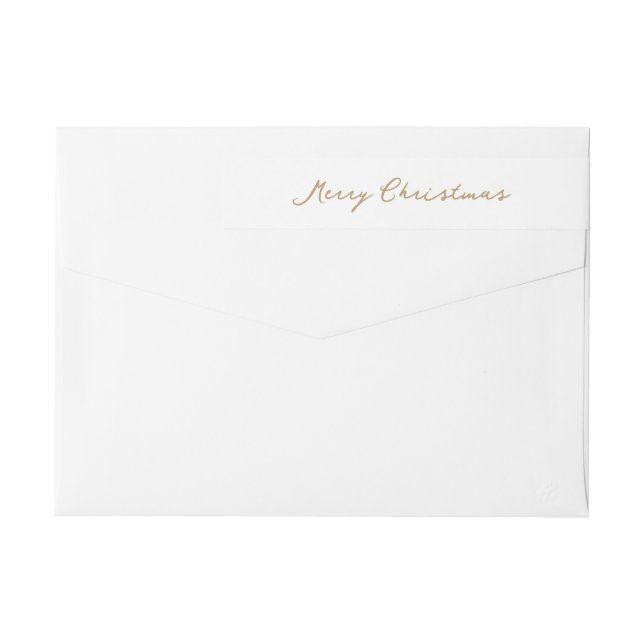 Elegant Gold Merry Christmas Return Address Wrap Around Label (Back)