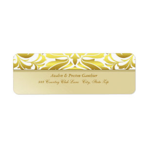 Elegant Gold Metal Damask Wedding Address Label