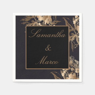 Elegant Gold Metallic Floral Wedding Napkins