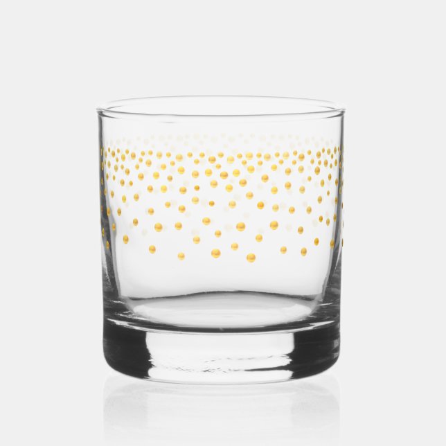 Elegant Gold Metallic Look Confetti Drinkware Set Whiskey Glass (Front)