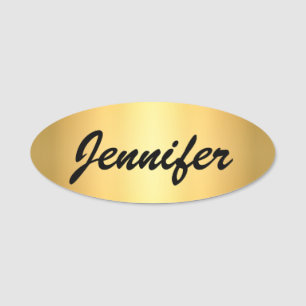 elegant Gold metallic  modern script, custom Name Tag