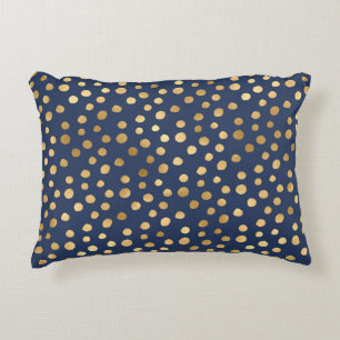 Elegant Gold Metallic Navy Blue Cheetah Pattern Accent Pillow