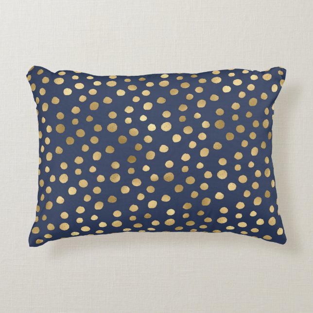 Elegant Gold Metallic Navy Blue Cheetah Pattern Accent Pillow (Front)